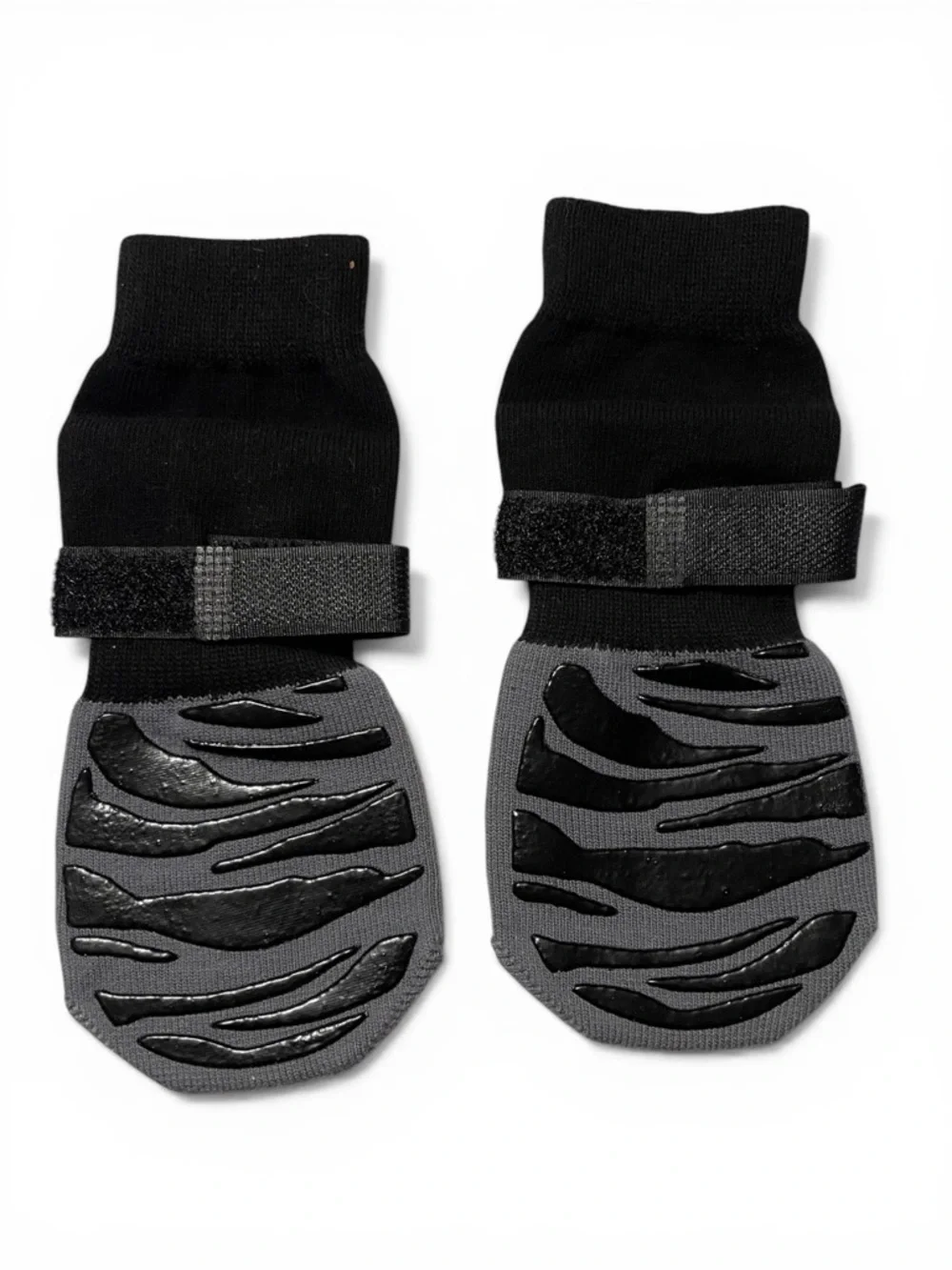 DOK Non-Slip Dog Socks Anti-Slip Grips Adjustable Straps Black Grey Paw Boots